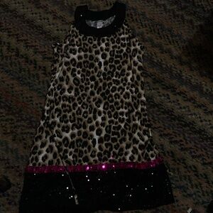 Justice Leopard Print Dress with Pink and Black Accents